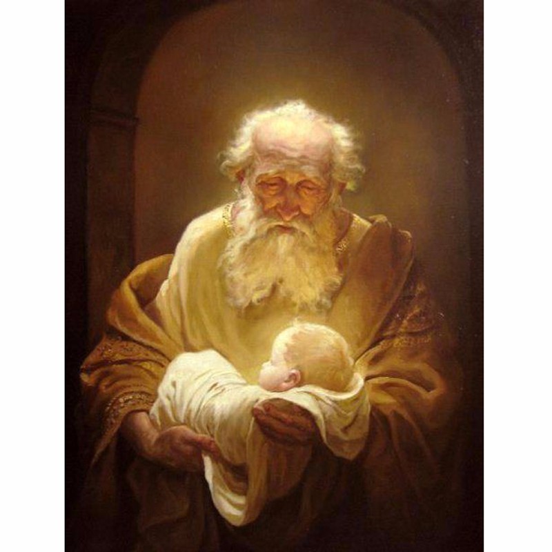 Der Greis Simeon hält das Jesus-Kind im Arm